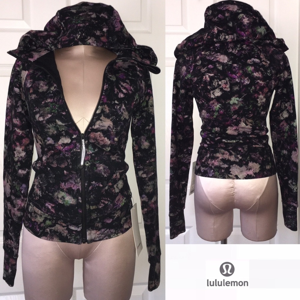 NWT Lululemon Floral Print Scuba Hoodie Fleece Lined Sweater